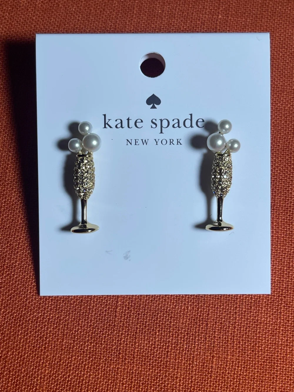 kate spade Champagne Glasses Gold Stud Earrings